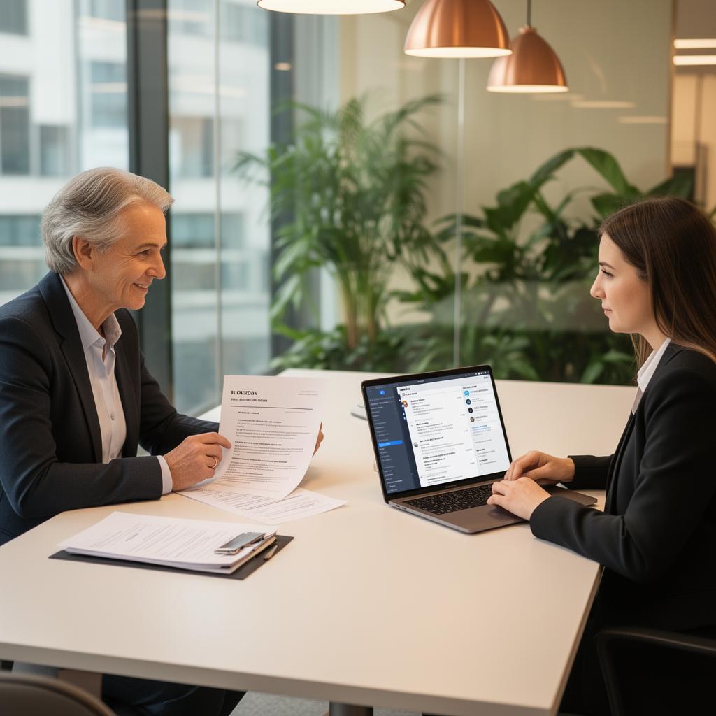 Career coach and newcomer reviewing a resume