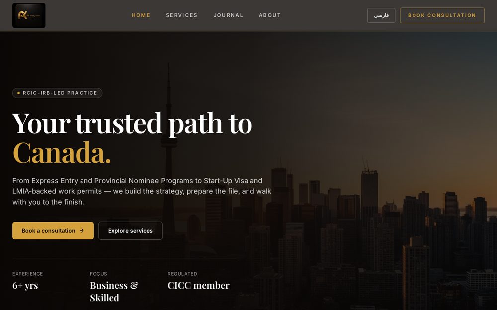 PK Immigration Services responsive website designed by PractiK